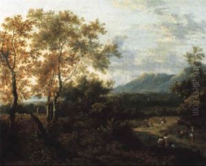 Paysage Italianisant Avec Des Voyageurs Pres D'une Riviere