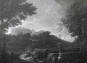 Fluslandschaft Mit Maultiertreibern, Hirten Und Soldaten
