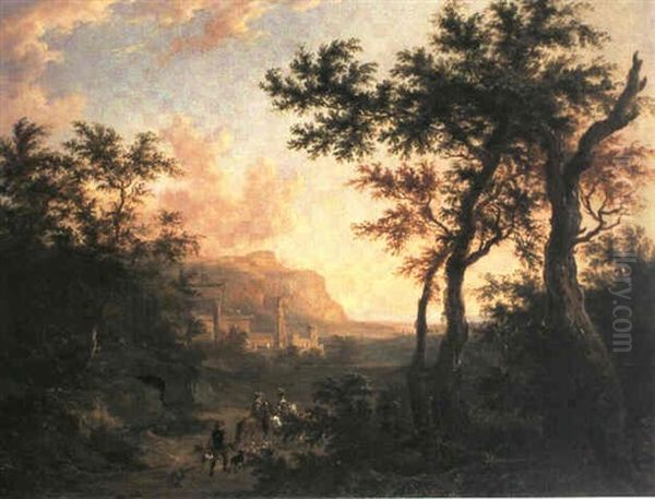 Sudliche Gebirgslandschaft Mit Einer Jagdgesellschaft - view 1