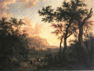 Sudliche Gebirgslandschaft Mit Einer Jagdgesellschaft