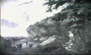 An Italianate Landscape With Brigands Taking Prisoners On A Mountain Path