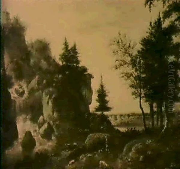 Gebirgige Landschaft Mit Wasserfall - view 1