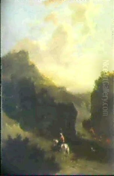 Hugelige Landschaft Mit Reiterin - view 1
