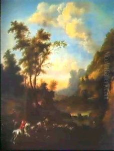 Landskap Med Jaktsallskap by Frederick De Moucheron
