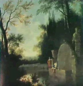 An Italinate Wooded Landscape With Narcissus And Echo. by Frederick De Moucheron