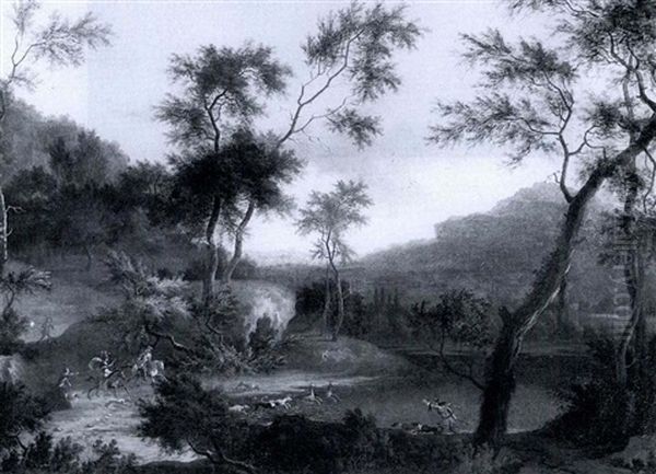 A Stag Hunt In A Landscape - view 1