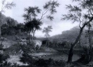 A Stag Hunt In A Landscape