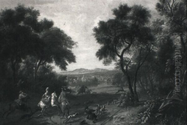 A Stag Hunt In A Landscape - view 1