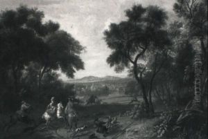 A Stag Hunt In A Landscape