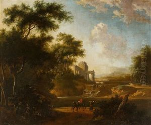 Landscape With Travellers And Ruins by Isaac de Moucheron