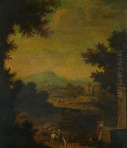 Paisaje Campestre Con Fuente Y Figuras by Isaac de Moucheron