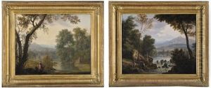 Paesaggio Arcadico Con Lavandaia Presso Un Fiume; Paesaggio Arcadico Con Pastore (2 Works) Paesaggio Arcadico Con Lavandaia Presso Un Fiume; Paesaggio Arcadico Con Pastore (2 Works)