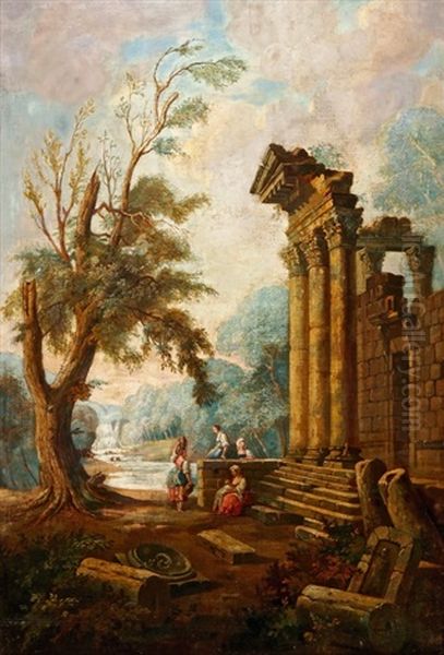 Capriccio Mit Antiken Ruinen Und Personenstaffage - view 1