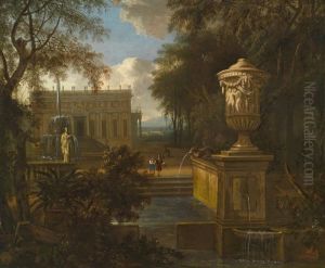 Eine Parklandschaft Mit Architekturen Und Figurenstaffage