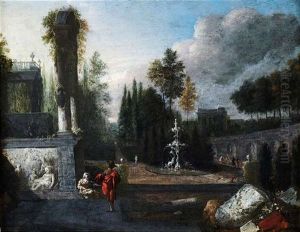 Parklandschaft Mit Figurenstaffage by Isaac de Moucheron