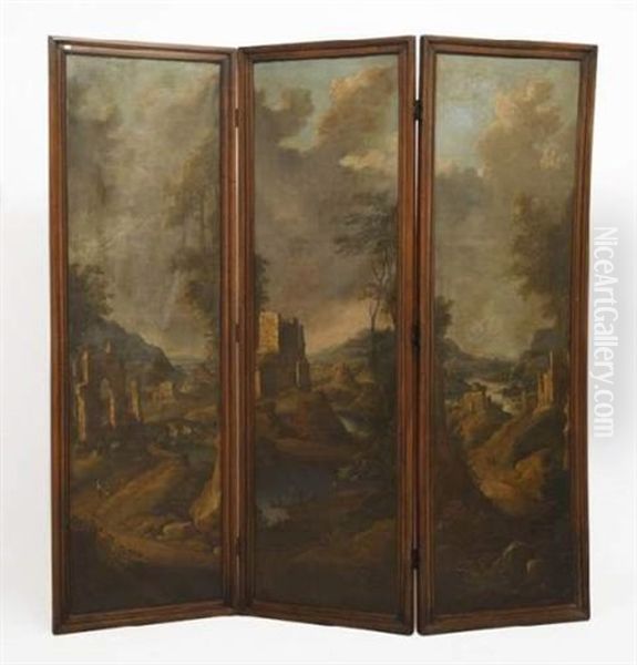 Ruines Dans Un Paysage Italianisant (triptych) - view 1