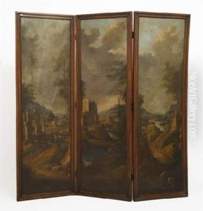 Ruines Dans Un Paysage Italianisant (triptych) by Isaac de Moucheron