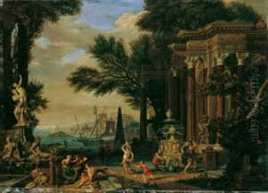 Architekturcapriccio. Sudlicher Seehafen Mit Romischen Monumenten