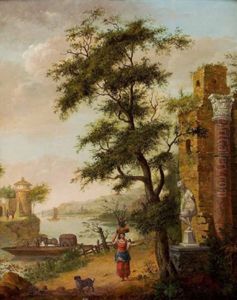 Flusslandschaft Mit Ruinen Und Staffage by Isaac de Moucheron