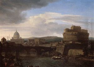 Rome, A View From The East Bank Of The Tiber Looking Downstream Towards Saint Peter's Basilica
