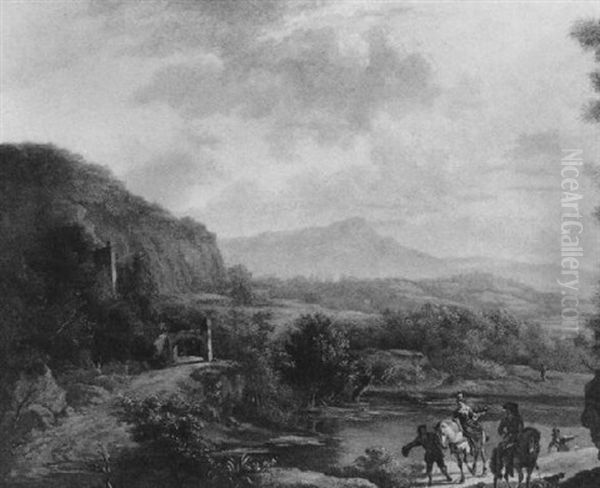 Sudliche Berglandschaft Mit Einer Jagdgesellschaft - view 1