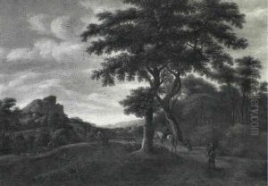 Landskab Med Kvaeghyrde Og Rytter Landskab Med Kvaeghyrde Og Rytter