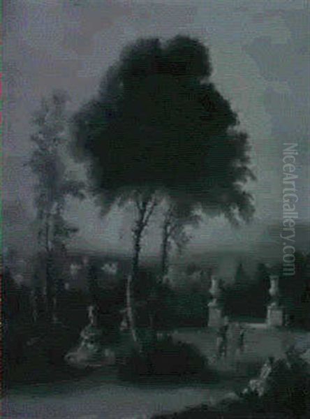An Italianate Landscape With Figures On A Garden Terrace Overlooking A Town - view 1