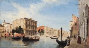 On A Venetian Canal by Louis Claude Mouchot