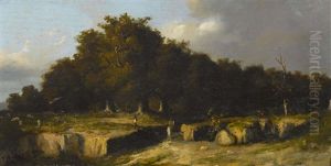 Sonniger Waldrand Mit Staffage by Louis Claude Mouchot