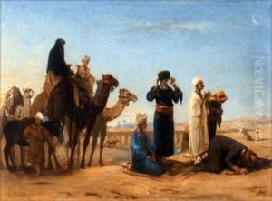La Priere Devant Le Tombeau Des Califes by Louis Claude Mouchot