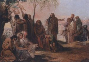 Illustration Pour Le Psaume De David Cxxxvi, 1-3:  "nous Nous Sommes Assis Sur Le Bord Des Fleuves De Babylone Et La Nous Avons Pleure En Nous Souvenant De Sion..."