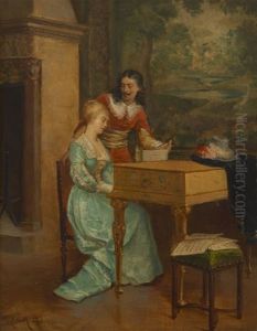 La Lecon De Clavecin by Ludovic (Louis Hippolyte) Mouchot