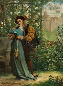 Scene Fra En Slotspark Med Et Kyssende Par I Renaessancedragter by Ludovic (Louis Hippolyte) Mouchot