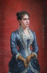 Portrait Of A Woman In Blue by Ludovic (Louis Hippolyte) Mouchot