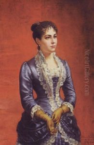Portrait Of A Lady In Blue by Ludovic (Louis Hippolyte) Mouchot