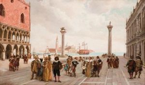 Arrivee De Dignitaires Orientaux A Venise by Lucien Mouillard