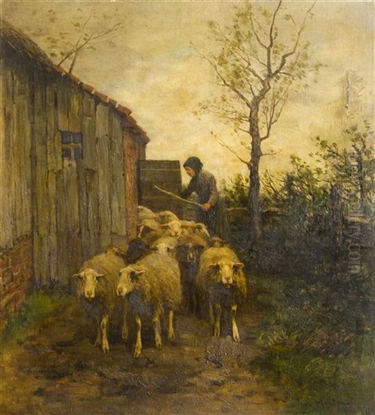 Woman With Sheep - view 1