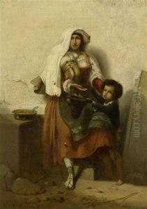 Mutter Mit Kind by Henri Antoine Leopold De Moulignon