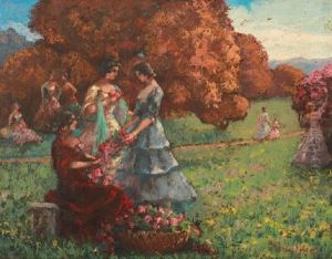 Ladies In The Garden by Ernest Moulines