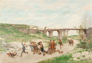Children At Play by Antoine Edouard Joseph Moulinet
