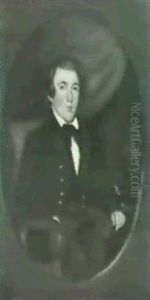 Portrait Of A Young Man At Hisdesk by Shepard Alonzo Mount