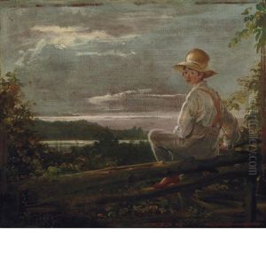 Country Lad On A Fence (sketch From Nature; Boy Getting Over A Fence, Throg's Point, New York) by William Sidney Mount