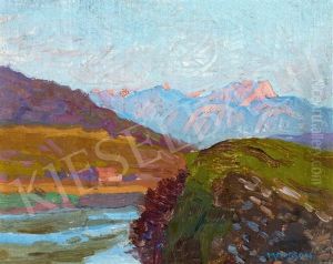 River Landscape With Mountains by Tivadar Jozef Mousson