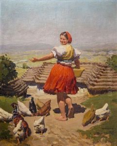 Girl In The Courtyard by Tivadar Jozef Mousson