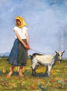 Shepherdess by Tivadar Jozef Mousson