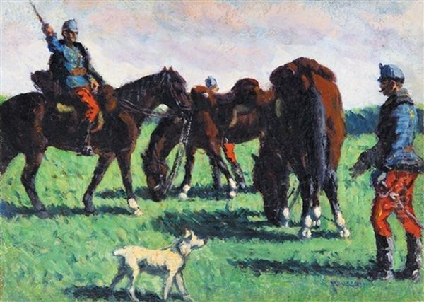 Resting Hussars On Horses - view 1