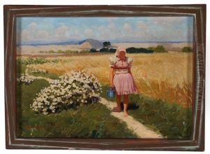 Returning Home Through A Field In Summer by Tivadar Jozef Mousson
