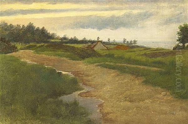 Landscape With Dry Riverbed, Cottage And Sea Beyond - view 1