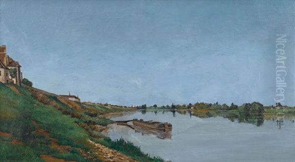 Flusslandschaft Mit Kahn - view 1