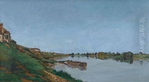 Flusslandschaft Mit Kahn